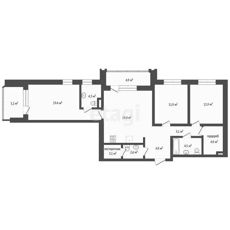 3-комнатная квартира: Тюмень, улица Разведчика Кузнецова, 16 (94.4 м) - Фото 1