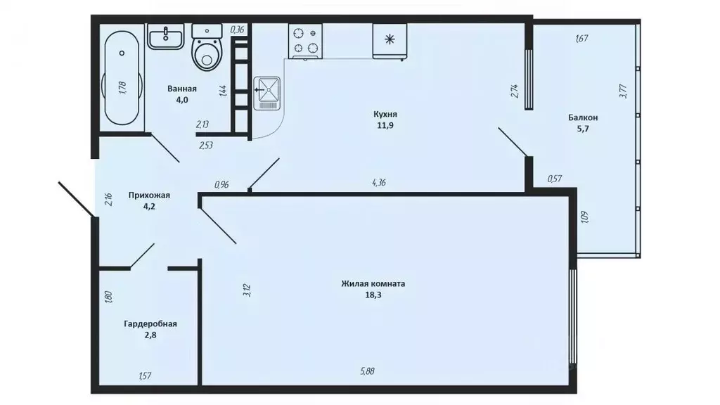 1-к кв. Краснодарский край, Краснодар ул. Душистая, 79к2 (41.2 м) - Фото 2