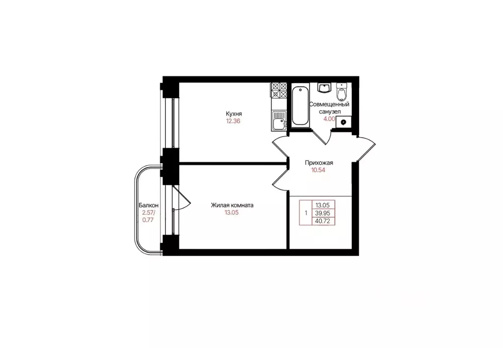1-к кв. Татарстан, Казань Лето жилой комплекс (40.72 м) - Фото 1