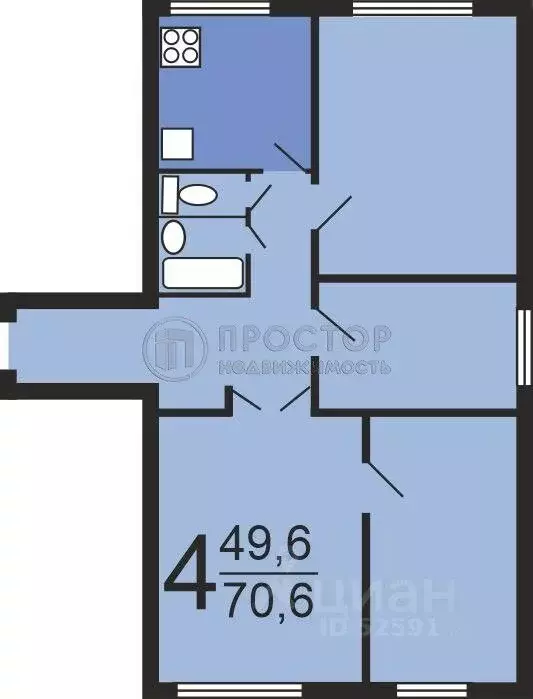 4-к кв. Москва Беловежская ул., 15 (71.0 м) - Фото 1