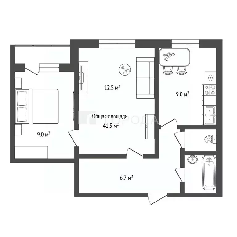 2-к кв. Новосибирская область, Новосибирск ул. Плахотного, 74 (41.5 м) - Фото 1
