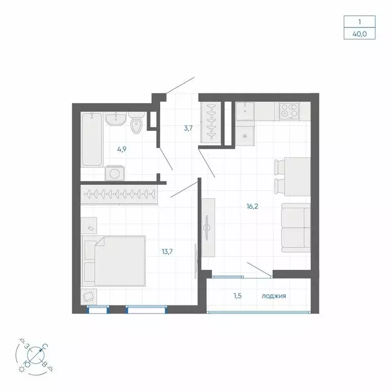 1-комнатная квартира: Екатеринбург, улица Вильгельма де Геннина, 59 ... - Фото 2