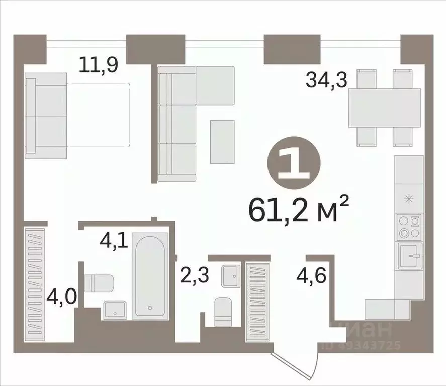 2-к кв. Москва ул. Дыбенко, 7/1 (61.2 м) - Фото 2