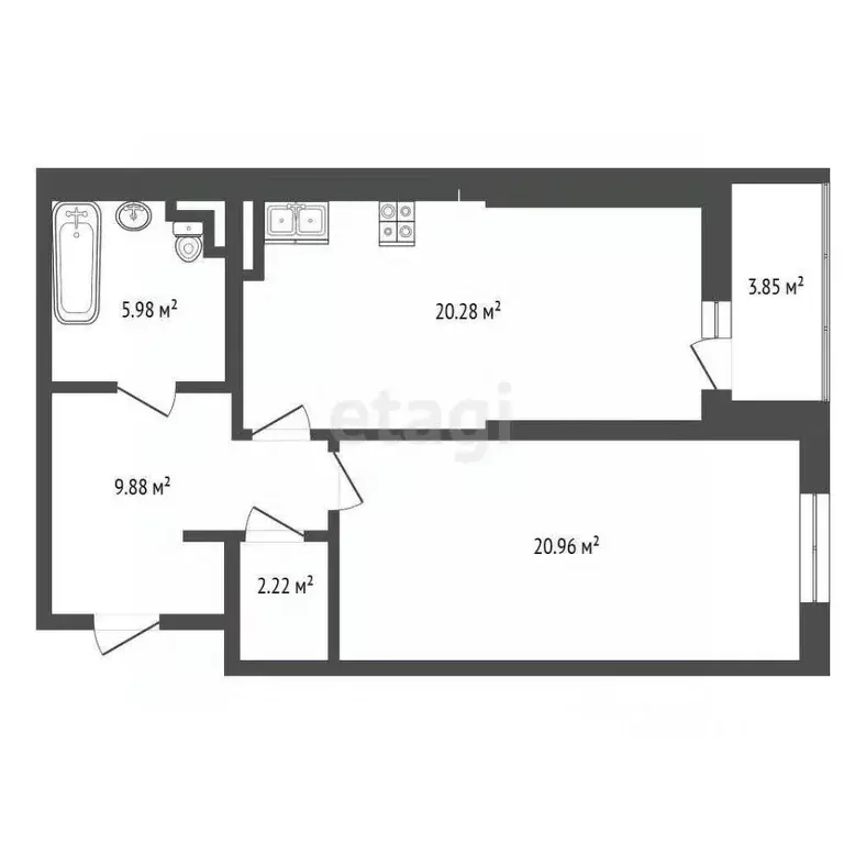 2-к кв. Ростовская область, Ростов-на-Дону Тибетская ул., 1Вс8 (63.6 ... - Фото 2