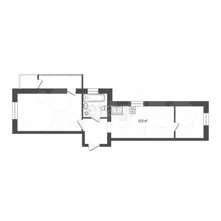 2-к. квартира, 49 м, 1/5 эт. - Фото 0