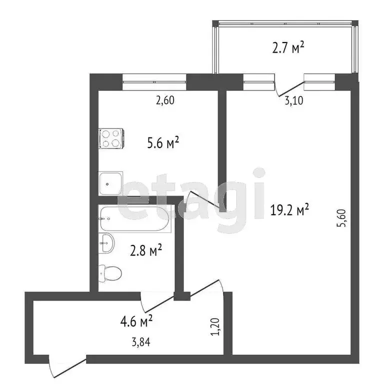 1-комнатная квартира: Тюмень, улица Парфёнова, 22 (32.2 м) - Фото 1