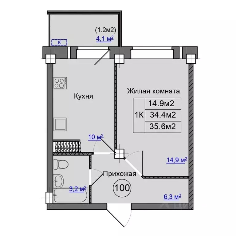 1-к кв. Псковская область, Псковский район, Завеличенская волость, д. ... - Фото 1