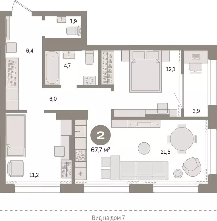 2-комнатная квартира: Тюмень, Краснооктябрьская улица, 4к3 (67.73 м) - Фото 0