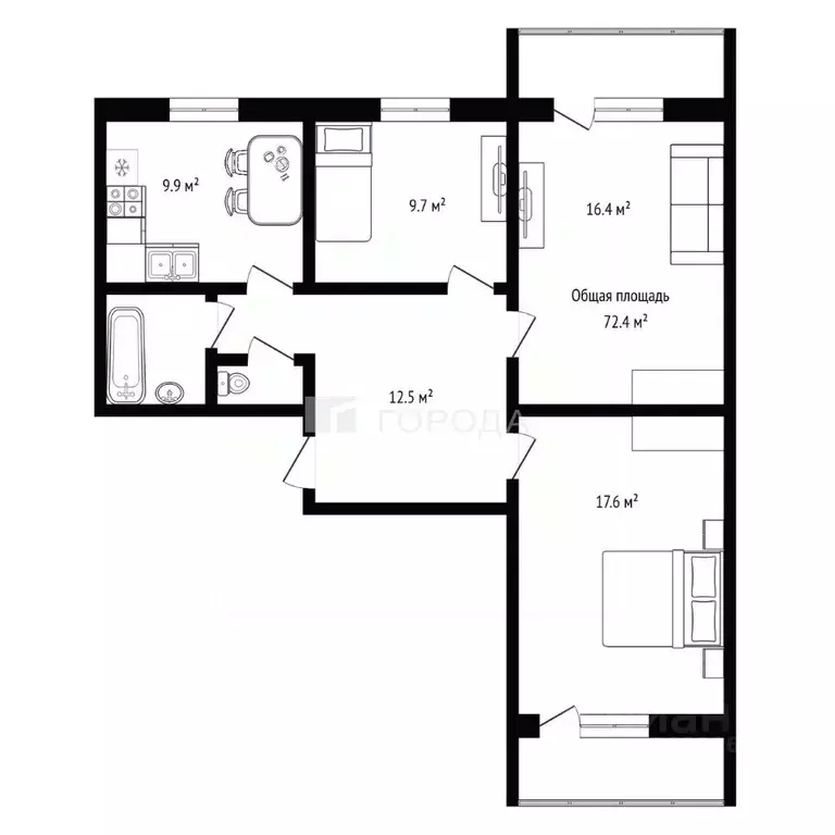 3-к кв. Ямало-Ненецкий АО, Тарко-Сале Пуровский район, Победы мкр, 19 ... - Фото 2