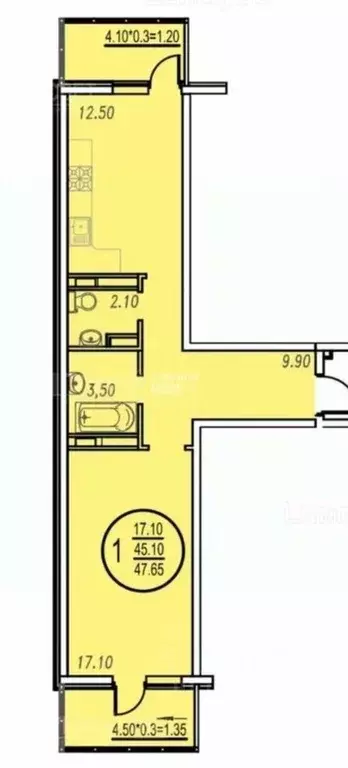 1-к кв. Краснодарский край, Краснодар Российская ул., 267к5 (52.0 м) - Фото 2