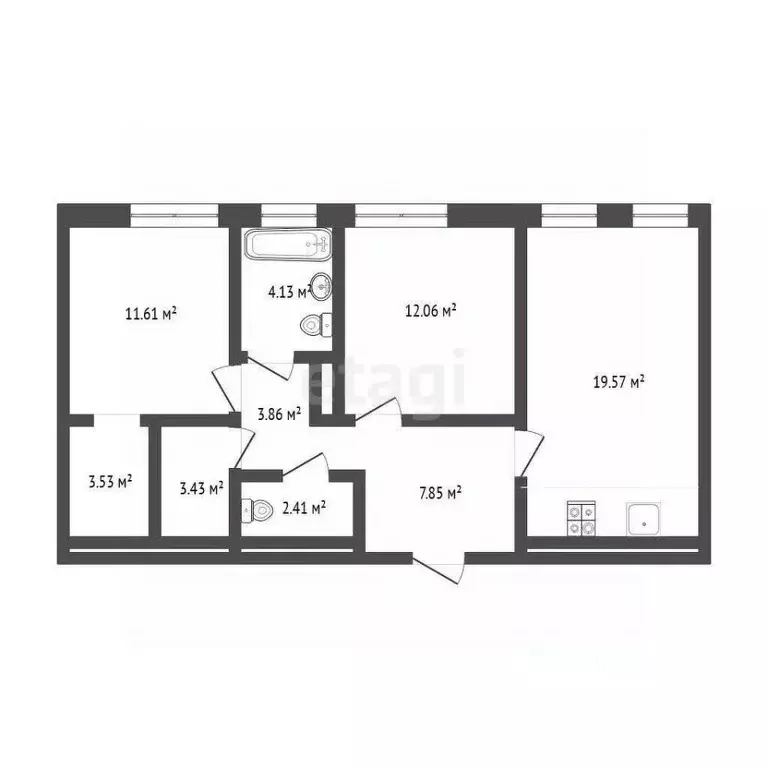 2-к кв. Тюменская область, Тюмень ул. Николая Машарова, 4 (68.2 м) - Фото 1