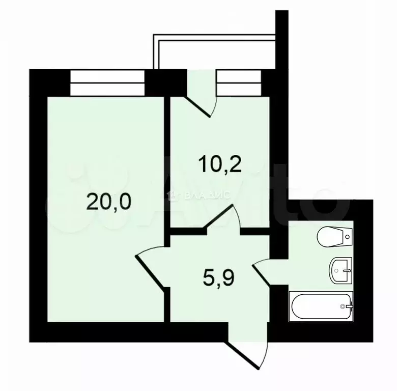 1-к. квартира, 44 м, 7/10 эт. - Фото 0
