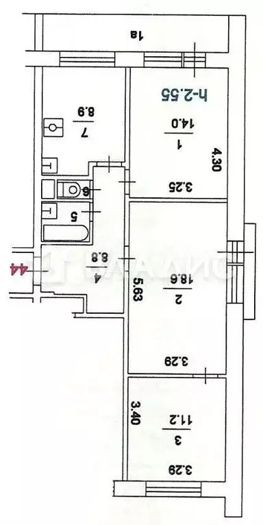 3-к. квартира, 65 м, 13/14 эт. - Фото 0