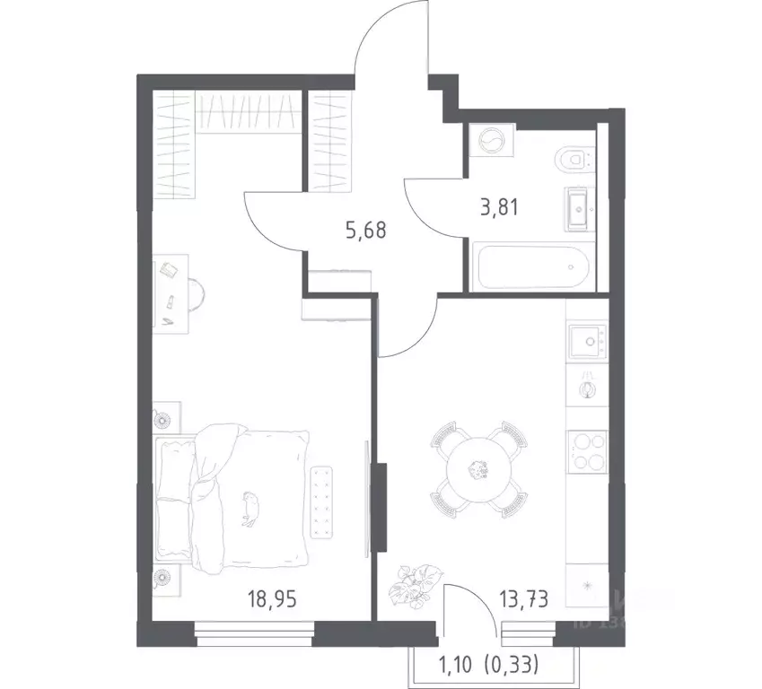 1-к кв. Башкортостан, Уфа ул. Минигали Губайдуллина, 8к9 (42.5 м) - Фото 1