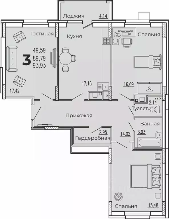 3-к кв. Пензенская область, Пенза ул. Богданова, 34 (93.93 м) - Фото 0