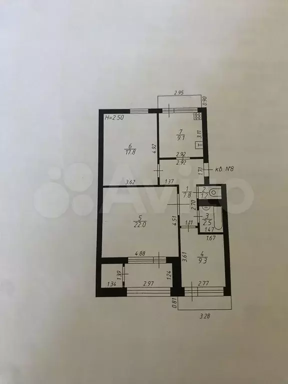 3-к. квартира, 69,7 м, 4/4 эт. - Фото 0