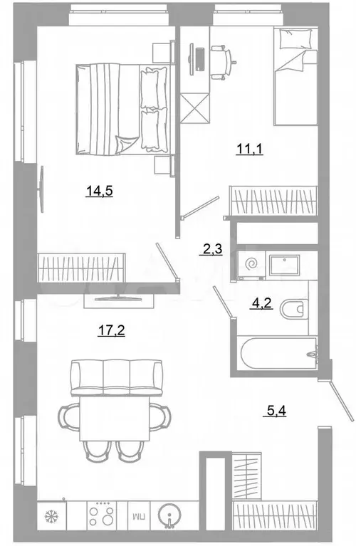 2-к. квартира, 55 м, 8/29 эт. - Фото 0