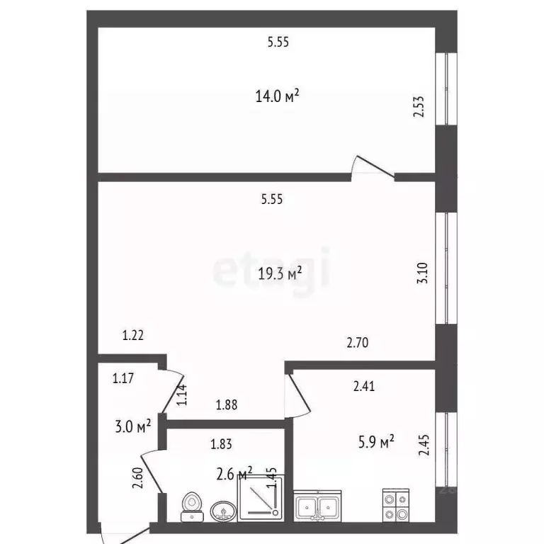 2-к кв. Калужская область, Мещовск Красноармейская ул., 12 (50.0 м) - Фото 2