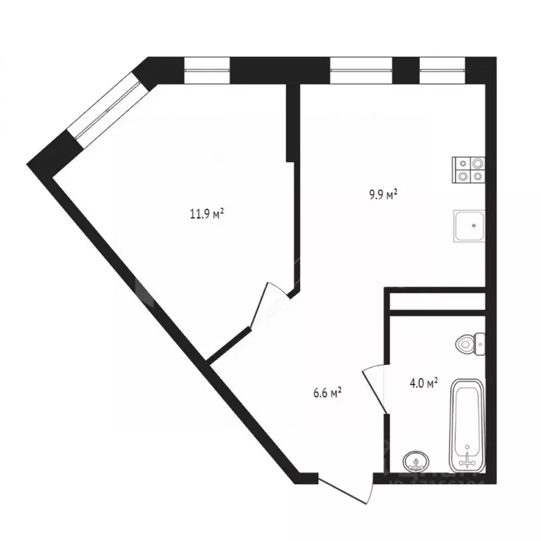 1-к кв. Тюменская область, Тюмень ул. Первооткрывателей, 10 (32.1 м) - Фото 2
