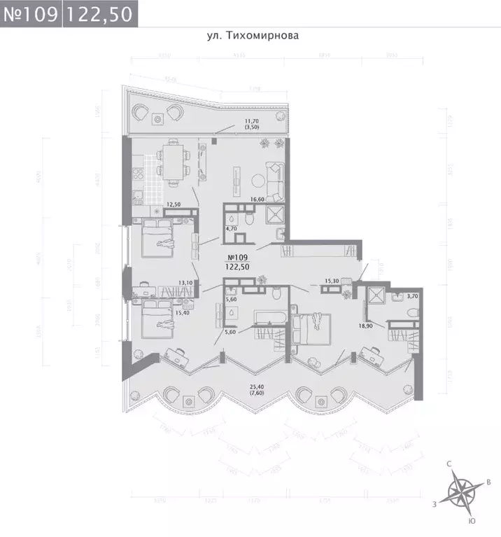 3-к кв. Татарстан, Казань ул. Калинина, 1Б (122.5 м) - Фото 0