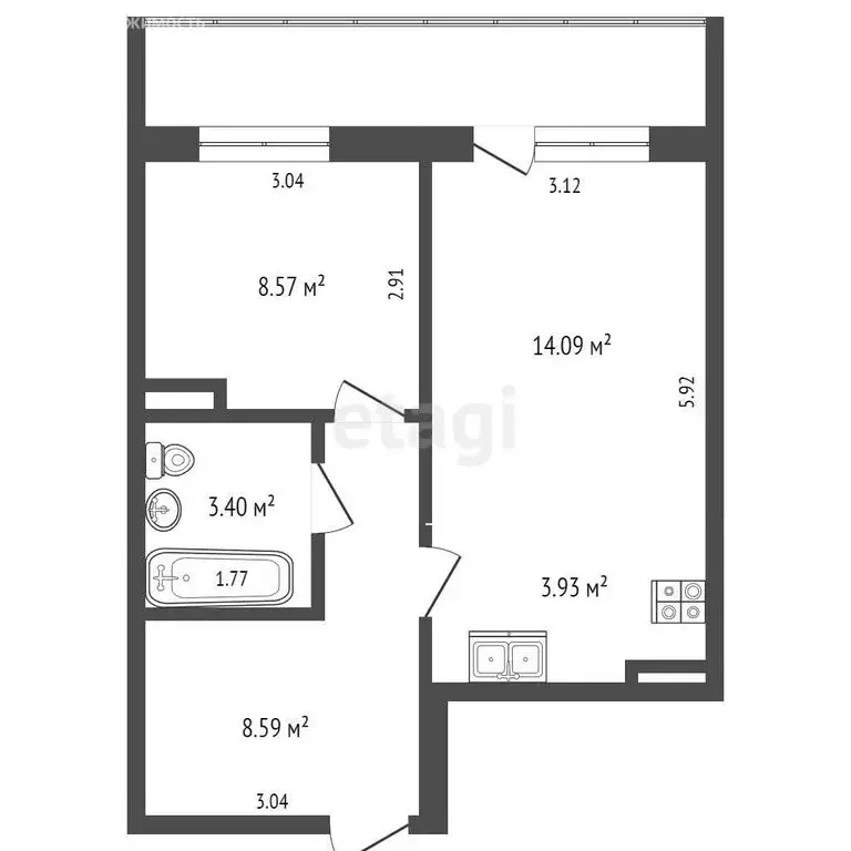 1-комнатная квартира: Кемерово, улица 1-я Линия, 18Б (42.5 м) - Фото 0