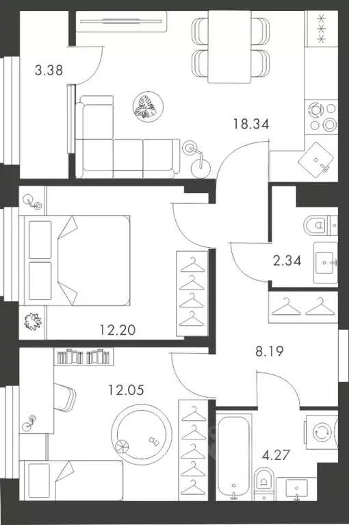 2-к кв. Тульская область, Тула ул. Карпова, 103А (60.77 м) - Фото 0