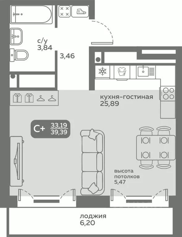 Студия Тюменская область, Тюмень ул. Вадима Бованенко, 10 (33.19 м) - Фото 0