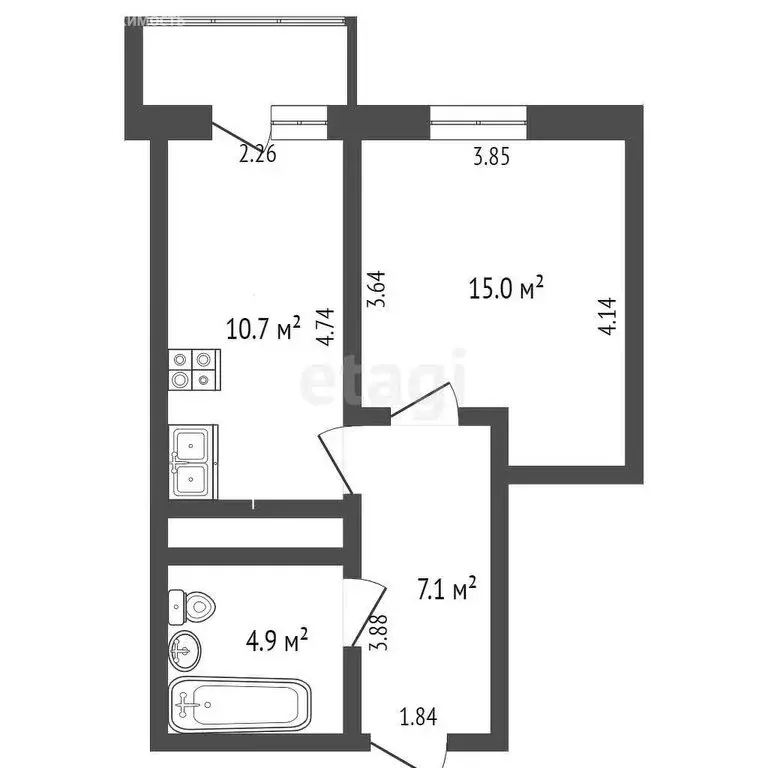 1-комнатная квартира: Пермь, Кронштадтская улица, 37 (37.7 м) - Фото 0