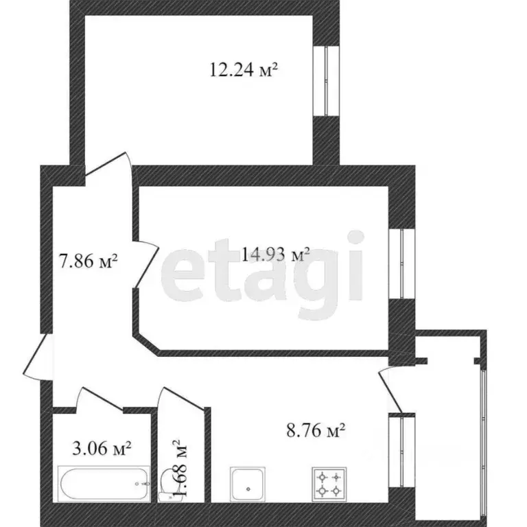 2-к кв. ханты-мансийский ао, сургут ул. крылова, 47/2 (48.6 м) - Фото 1