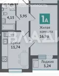 1-комнатная квартира: посёлок городского типа Медведево, улица Героев ... - Фото 1