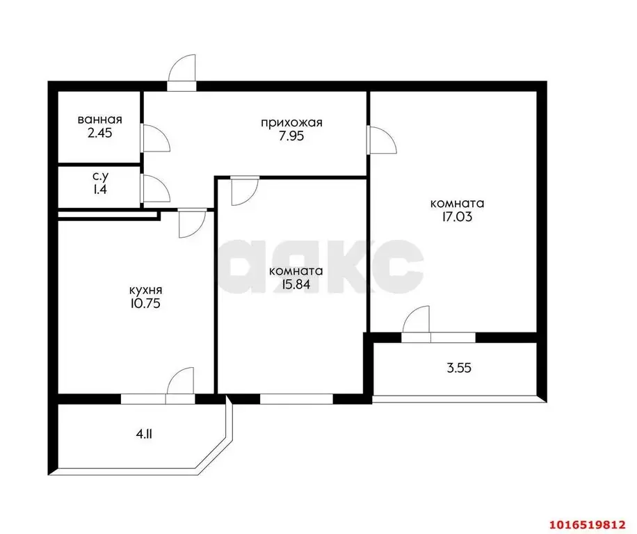 2-комнатная квартира: Краснодар, улица имени Героя Советского Союза ... - Фото 1