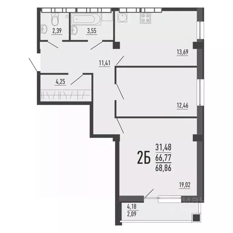 3-к кв. Челябинская область, Челябинск ул. Александра Шмакова, 41 ... - Фото 1