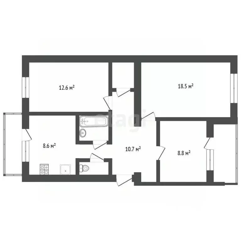 3-к кв. Крым, Бахчисарайский район, с. Вилино ул. Чапаева, 19 (67.1 м) - Фото 2