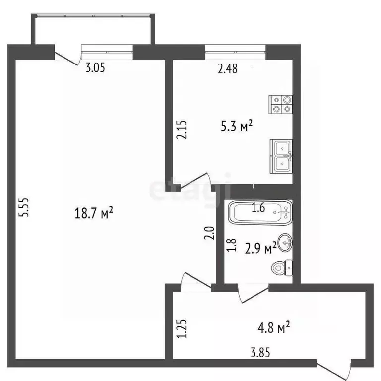 1-к кв. Мордовия, Саранск просп. 60 лет Октября, 81 (31.0 м) - Фото 2