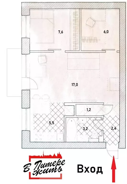 2-комнатная квартира: Санкт-Петербург, улица Зайцева, 39 (44.5 м) - Фото 2
