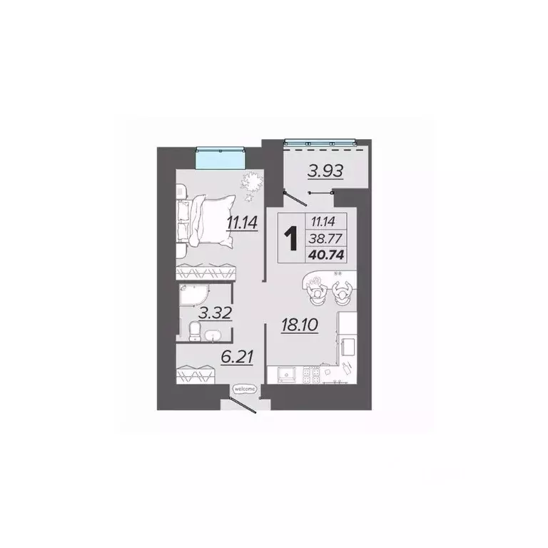 1-к кв. Брянская область, Брянск Архитектор жилой комплекс (40.74 м) - Фото 1