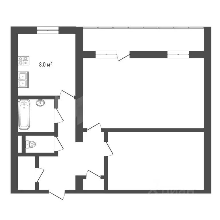 2-к кв. Тюменская область, Тюмень ул. 30 лет Победы, 126 (51.0 м) - Фото 1