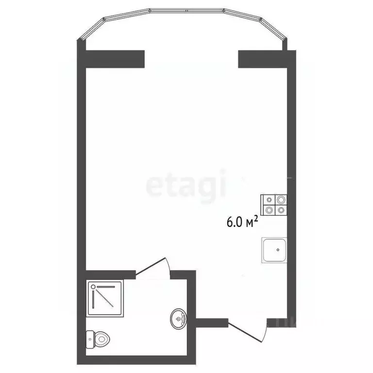 Студия Самарская область, Самара ул. Шверника, 9 (31.0 м) - Фото 2