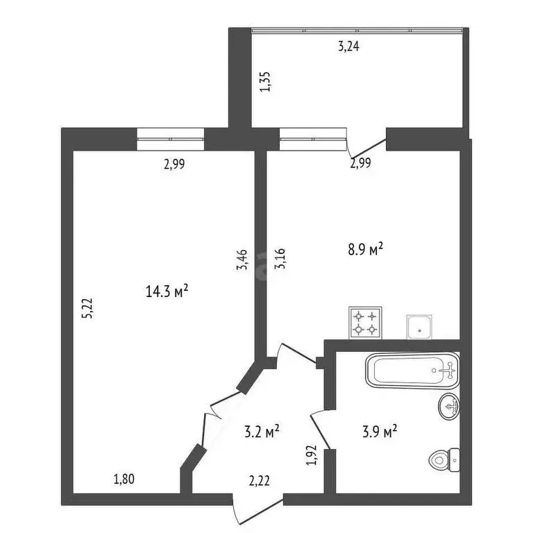 1-комнатная квартира: Благовещенск, Комсомольская улица, 89 (32.5 м) - Фото 1