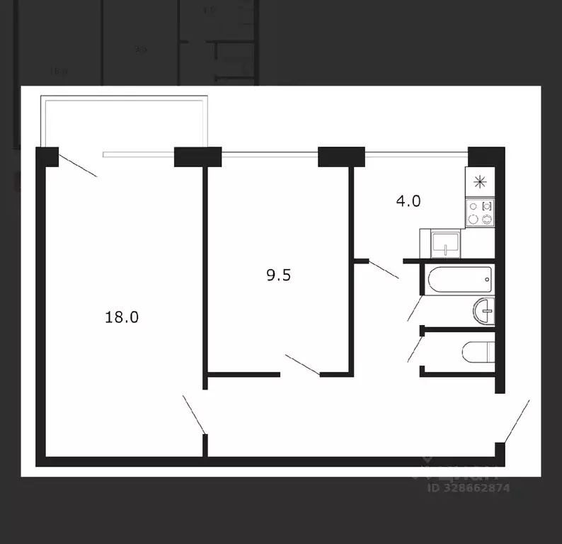 2-к кв. Ленинградская область, Ломоносовский район, Горбунковское ... - Фото 1
