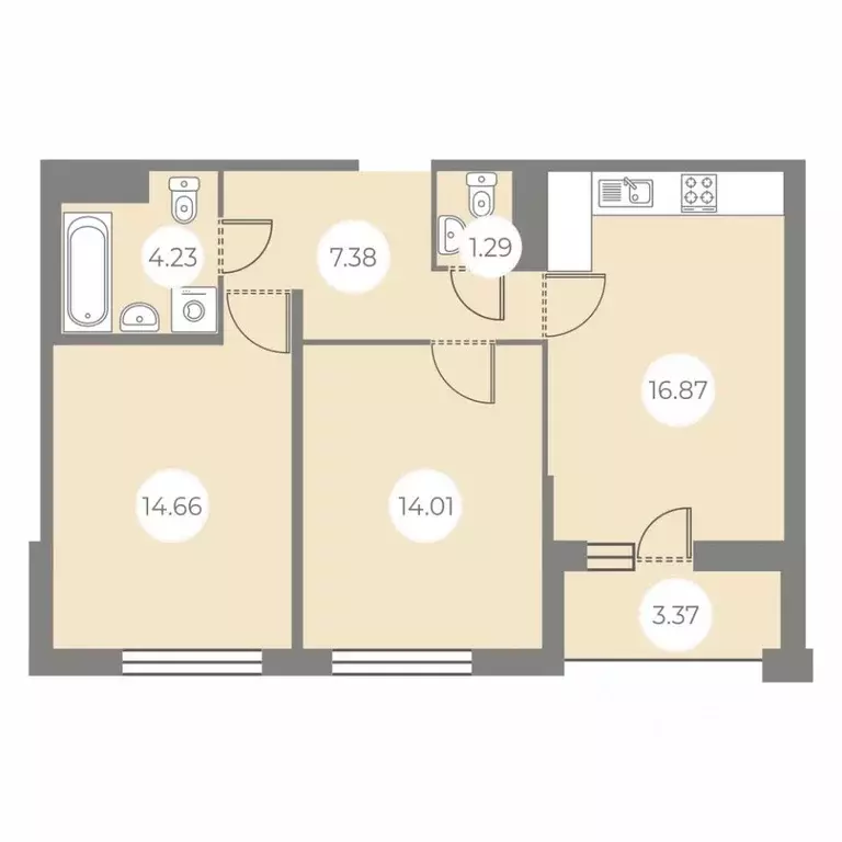 2-к кв. Санкт-Петербург ш. Суздальское, 8 (60.13 м) - Фото 0