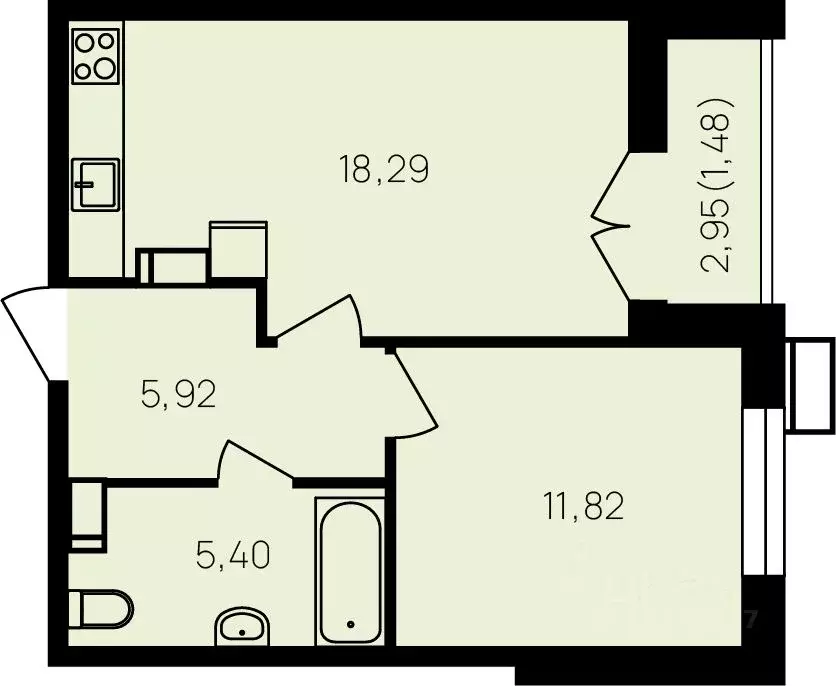 1-к кв. Калужская область, Обнинск ул. Славского, 10 (44.6 м) - Фото 1