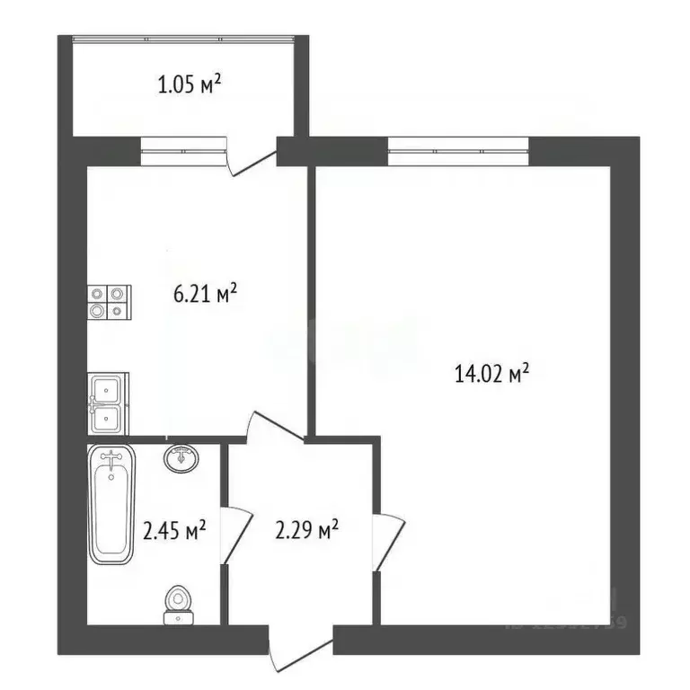 1-к кв. Тамбовская область, Тамбовский муниципальный округ, д. Крутые ... - Фото 2