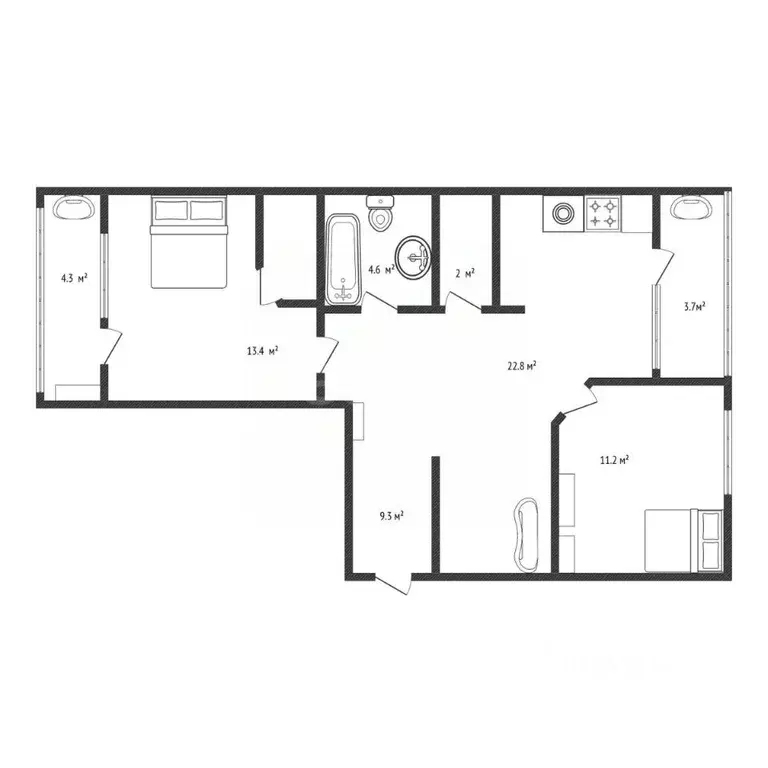 3-к кв. Краснодарский край, Краснодар Колхозная ул., 5 (65.7 м) - Фото 2