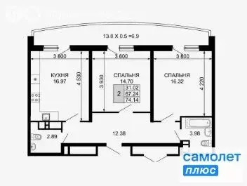 2-комнатная квартира: Краснодар, Прикубанский внутригородской округ, ... - Фото 0