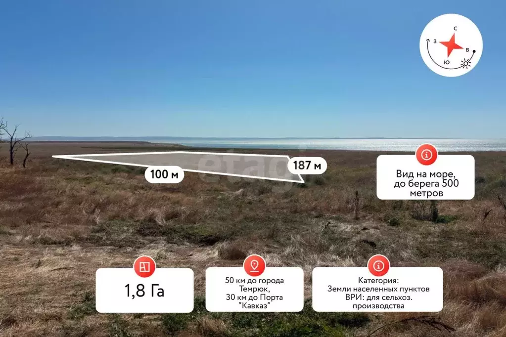 Участок в Краснодарский край, Темрюкский район, Сенное с/пос, пос. ... - Фото 1