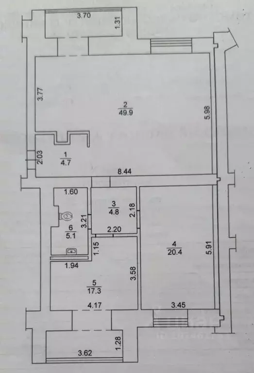 3-к кв. Томская область, Томск просп. Фрунзе, 25 (102.2 м) - Фото 2