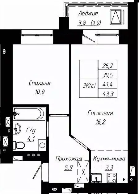 2-к кв. Алтайский край, Барнаул ул. Чернышевского, 189 (41.4 м) - Фото 0