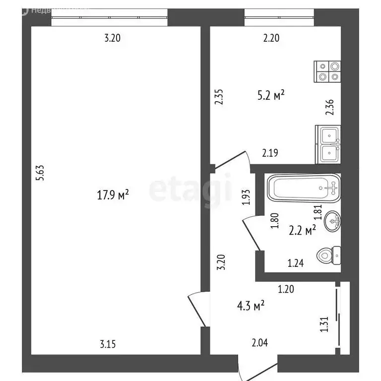 1-комнатная квартира: Тамбов, улица Николая Вирты, 17 (30 м) - Фото 0