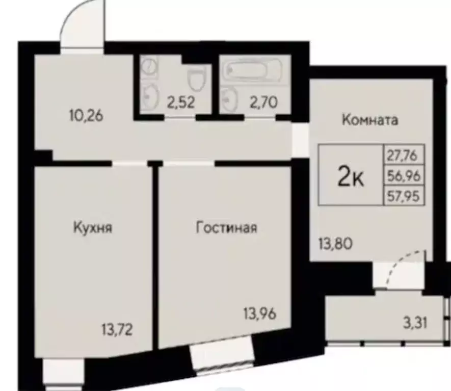Продаётся 2-к квартира, 58 м - Фото 0